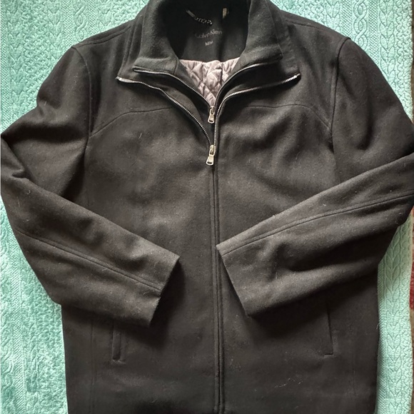 Calvin Klein Men's Black Wool Bomber Jacket - Picture 1 of 6